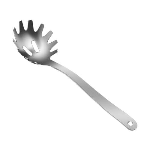 Cabilock Cucchiaio per Spaghetti e Ramen in Acciaio con Denti Mestolo Scolapasta per Pasta Strumento da Cucina per Servire e Preparare Noodle Resistente e Facile da Usare