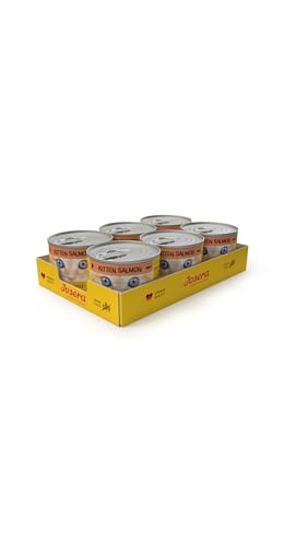 JOSERA Nassfutter Kitten Salmon (6 x 200 g) | Kitten | Premium Katzenfutter nass für wachsende Katzen | Lachs & Pastinake | mit Lachsöl | getreidefrei | Anti-Haarballen | Alleinfutter | 6er Pack