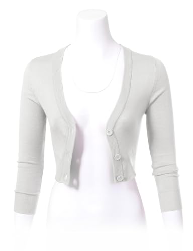 Image of Allsense Women's Cropped Bolero Shrug Cardigan | 3 /4 Sleeve, Button Down, Lightweight Knit Sweater