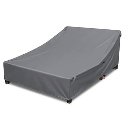 YANGSHILEI Double Lounge Chair Cover 100% Waterproof Outdoor Chaise Lounge Cover 600D Weather Resistant Material, UV Protection, Windproof Design Double Wide Patio Lounge Chairs Covers (Grey)