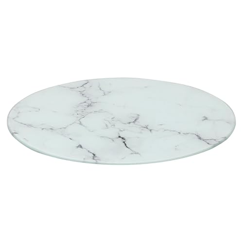 Harbour Housewares Planche à Découper Ronde en Verre - 30cm - Marbre - 1x Tempéré Résistant à la Chaleur Maison Cuisine Plan de Travail Épargnant Plaque...