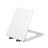 Wonchael Rectangular Toilet Seat Soft Close Quick Release Install UF Heavy Duty For Square Toilet Replacement Cover Lid, White.