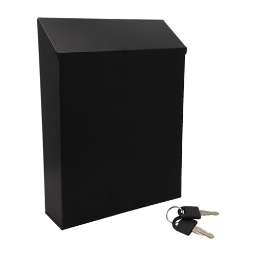 Buzón creativo montado en la pared con cerradura con doble estilo vintage de metal rústico europeo para decoración del hogar, jardín al aire libre (negro)