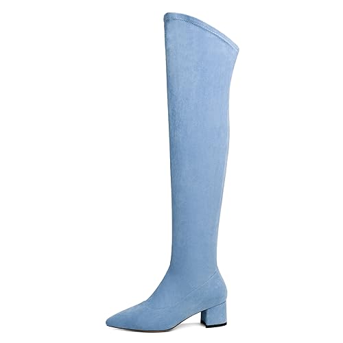 Joseywade Over The Knee Boots for Women Block Heel Thigh High Boots with Side Zipper Pointed Toe Tall Boots