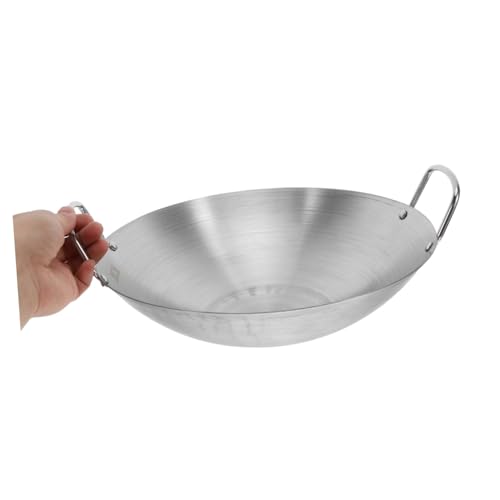 Wok de acero inoxidable con mango redondo para cocina miniatura 4