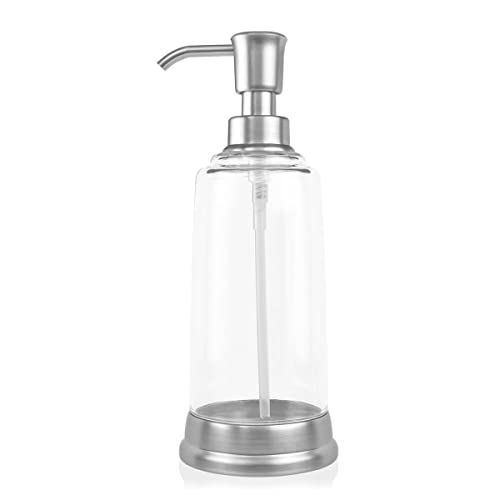 Nadi Collection | Dispensador dosificador jabón baño | Serie Beatriz | Transparente y Plata | Plástico | 410ml | Gran Capacidad | para baño, Cocina, Ducha | 8 cm ∅ x 21.8 cm Alto (Plata) Cover