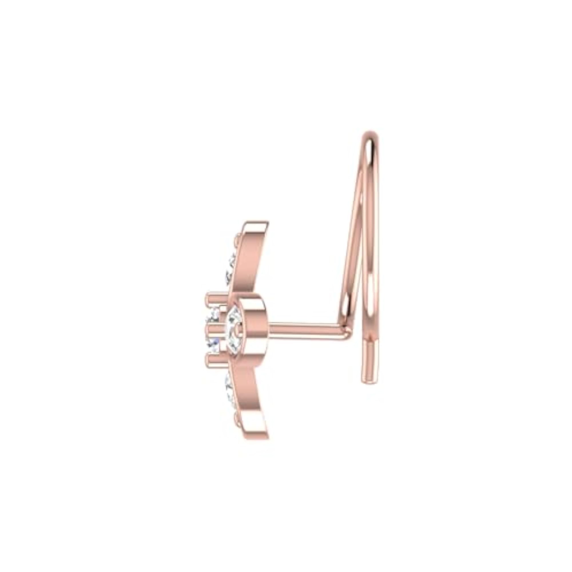 Women's 14Kt Rose Gold Stud Nosering, Elegant