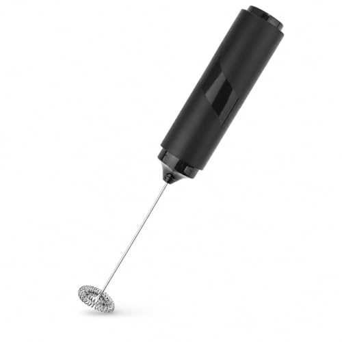 Espumador de Leche Eléctrico, Batidor varilla Acero inoxidable, Color Negro