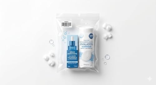 Kit Facial Ácido Hialurónico y Ceramidas | Sérum Hidratante 30ml + 100 Discos Algodón Ovalados | Rutina Cuidado Facial Completa Piel Seca y Mixta