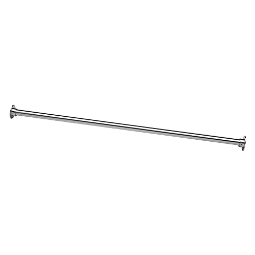 Image of Naiture 60 inch Heavy-Duty Straight Shower Curtain Rod, Rustproof Stainless Steel Shower Rod with Mounting Flanges, Permanent Wall Mount, Used for Bathroom, Windows, Closet, Chrome Finish