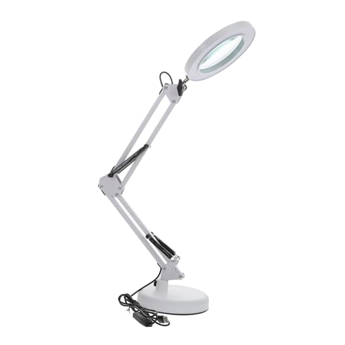 GALPADA Lámpara de Aumento LED Plegable con Base Blanca Luz sin Sombras Ajuste Multiángulo para Belleza Manicura y Trabajos de Precisión