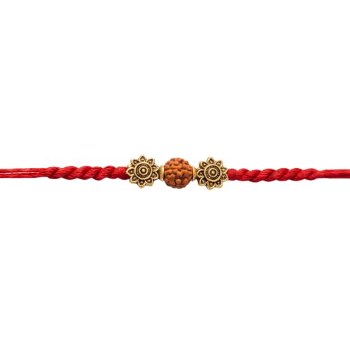 Image of I Jewels Thread Rakhi With Roli Chawal & Rakshabandhan Card for Brother /Bhai /Men /Bro