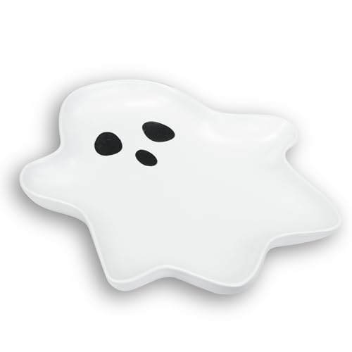 LYAPEONY Ceramic Ghost Plate (10.6 * 9.1in) | Reusable Halloween Plate for Everything from Desserts Salads Snacks Candy Appetizers and More (1)