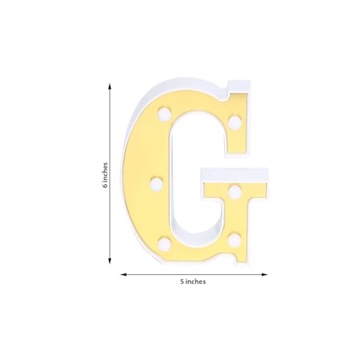 Image of Efavormart 6 inch Gold Marquee Letter G, Mirror Front Warm White LED Light Up 3D Sign, Battery Operated 72H Glow for Wedding Party & Wall Decor
