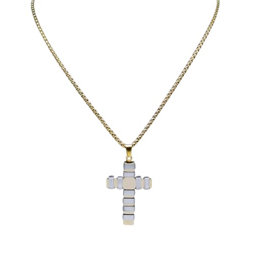 Collier pour homme et femme avec pendentif croix style punk motard