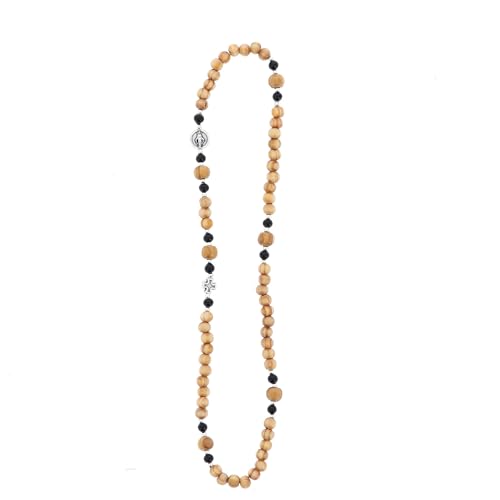 Corona elástica con granos de madera de 6 mm SHALOM para rezar
