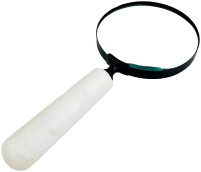 Vintage Magnifying Glass with Decorative Marble Handle, Gold Brass Frame, Classi