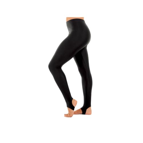 Prime fashions Steigbügel Leggings Glänzend Nylon Tanz Gymnastik Twirling, Schwarz , 7-8 Jahre