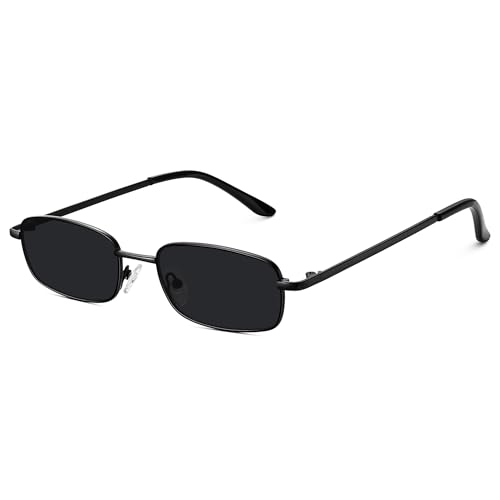 Image of Rectangle Retro UV Protection Sunglasses for Men & Women, Stylish 90's Narrow Frame