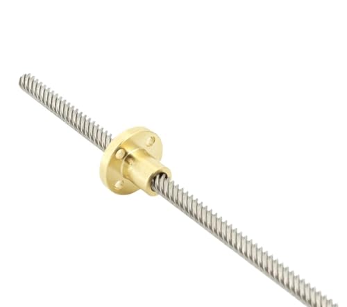 Metal Ball Screw nut Stainless Steel T6 Screw Length 250mm Lead 1mm 2mm 4mm 6mm 12mm Trapezoidal Spindle 1pcs with Brass Nut(Lead 2mm)