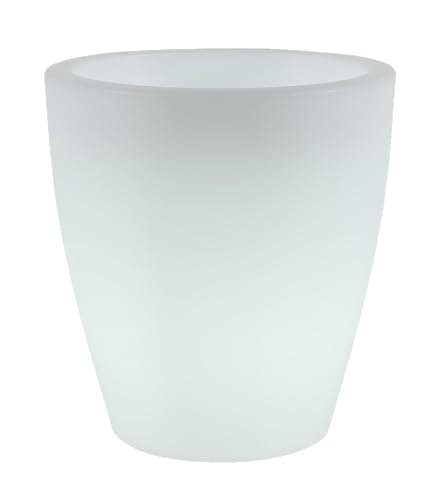 newgarden Pot de fleurs rond de Ø55 x 60 cm avec lumière en polyéthylène très résistant pour fleurs et plantes. Pot de 35 litres éclairé avec charge...