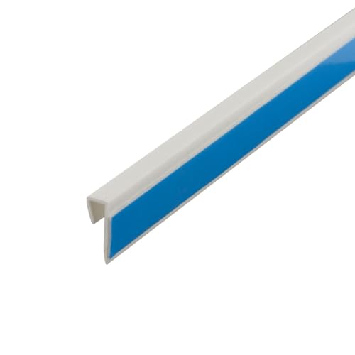 Outwater Plastic J Channel Fits Material 1/8 Inch Thick White Styrene Cap Moulding with Adhesive 8 Foot Length Pro Pack (Pack of 5, 40 Feet Total)
