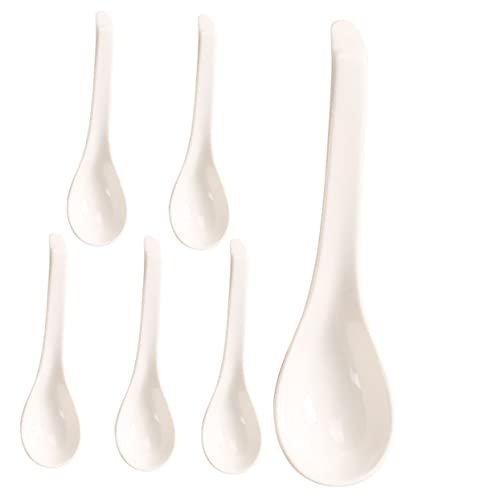 6Pcs Creative Ceramic Small Spoons for Rice Soup and Desserts Elegant Dining Table Utensils Smooth Finish and Comfortable Grip and High Grade Material