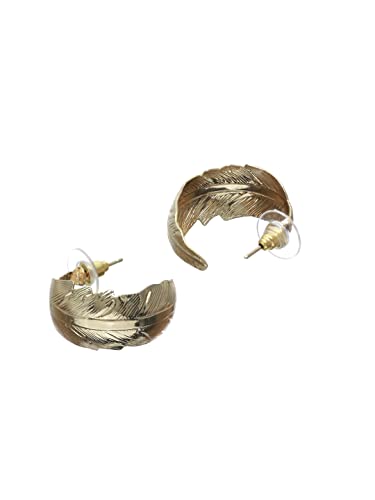 Women's Plated Feather Half Hoops Earrings