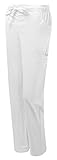 Dagacci Medical Uniform Women's Scrub Natural Stretch Y-Neck Stitch Tape Pants (White, Large)