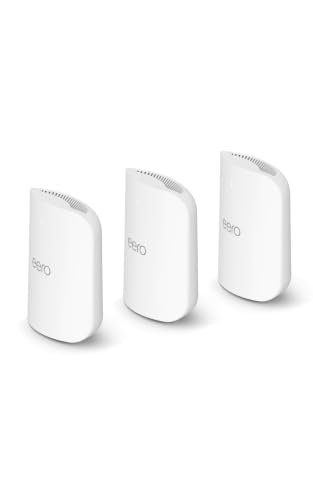 Image of Amazon eero Pro 7 mesh wifi system with eero Plus annual (auto-renews) - Supports internet plans up to 5 Gbps, Coverage up to 6,000 sq. ft., 3-pack