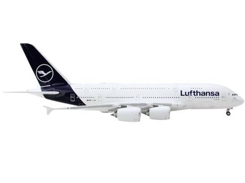GeminiJets Airbus A380 Commercial Aircraft Lufthansa White with Blue Tail 1/400 Diecast Model Airplane