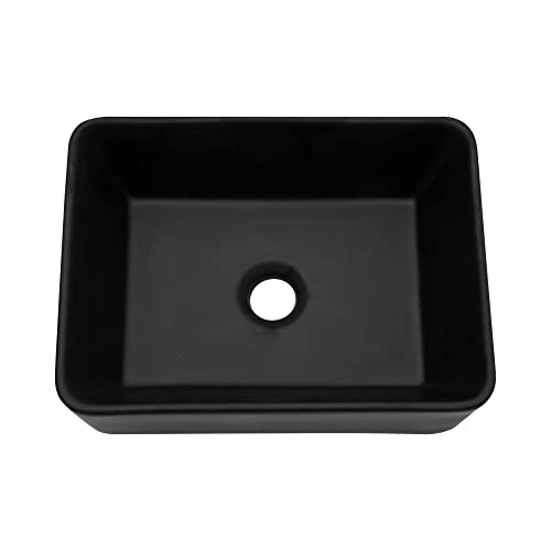 Lordear Black Vessel Sink Rectangular 16 x 12 Black Bathroom Vessel Sink Rectangular Ceramic Porcelain Vanity Above Couter Art Basin