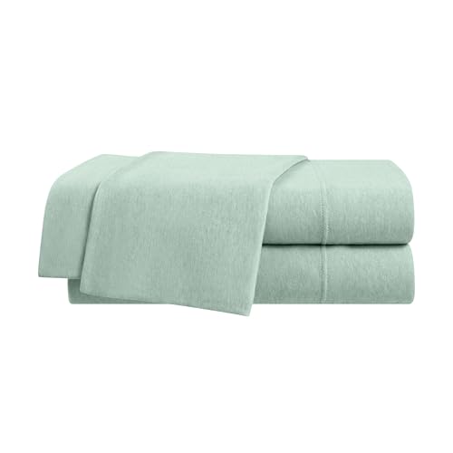 Vellux Solid Jersey Knit 3-Piece Twin Size Sheet Set - Cotton Blend - Solid Sheet Set - Ultra-Soft & Cozy T-Shirt - Bed Sheet Set - Deep Pocket - Easy Care - Taupe Sheet Set (Twin Sage)