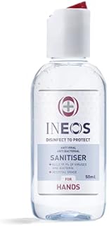 Hospital Grade Hand Sanitiser (50ml) by INEOS Hygienics, made with 75% Pharma Grade Alcohol, Kills 99.9% of viruses and bacteria