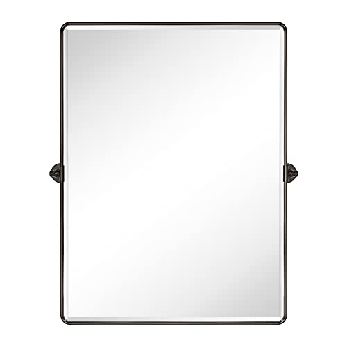 Image of TEHOME Pivot Mirror Oil Rubbed Bronze Tilt Mirror Large Metal Framed Rectangle Tilting Beveled Vanity Mirrors for Wall, Vertical Hanging, Overall 34.14 x 40 inches (Mirrror 30 x 40 inches)