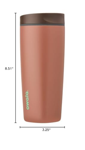 Image of Owala SmoothSip Slider Insulated Stainless Steel Coffee Tumbler, Reusable Iced Coffee Cup, Hot Coffee Travel Mug, BPA Free 20 oz, Cozy Cocoa