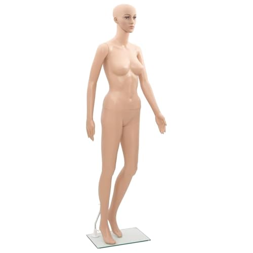 vidaXL Maniquí de Mujer 175 cm, Cuerpo Entero Giratorio 360°, Ideal para Exposición de Ropa o Escaparate de Tienda, Beige