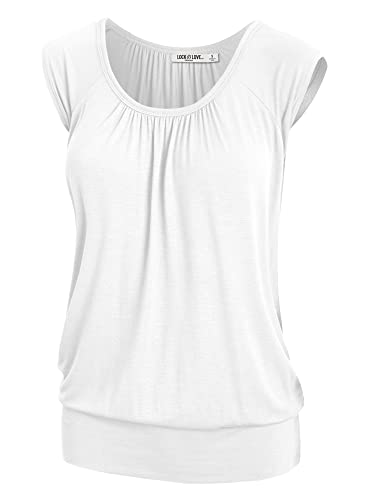 LL WT1054 Womens Solid Short Sleeve Sweetheart Top XXL White