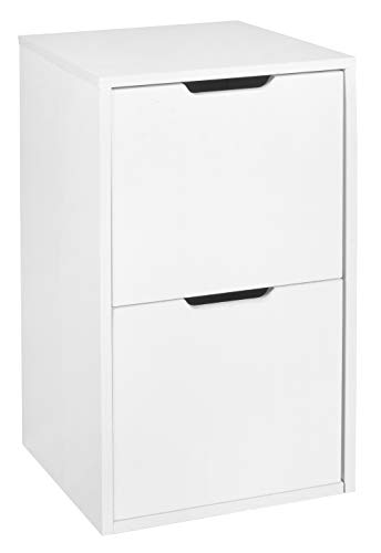Niche Mod Freestanding Pedestal Two Drawer Filing Cabinet- White Wood Grain #TOP24