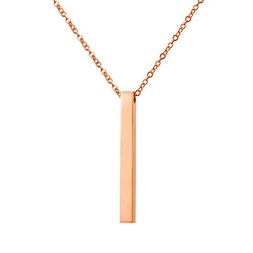 AiwantoVertical Simple Solid Bar Pendant Stainless Steel Womens Jewelry Necklace