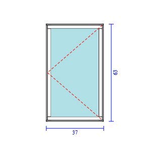 SERIES 525 CASEMENT SINGLE VENT (X) LEFT/RIGTH OUTSWING (37"W x 63"H)