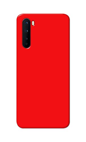 Image of Printed Hard Back Cover Case for OnePlus Nord 5G - 2020 Model | OnePlus Nord 1 Back Cover (Plain Red) -1803