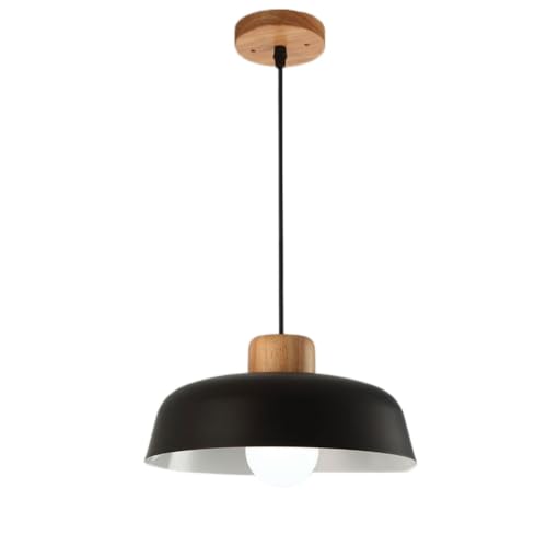 Suspension en bois massif et aluminium monocouche, luminaire industriel multicolore