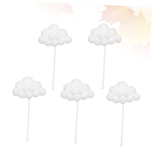Parliky 5pcs Woolen Yarn Cloud Cupcake Picks Edible 3D Cake Toppers for Birthday Party Baby Shower White Appetizer Decoration - Image 8