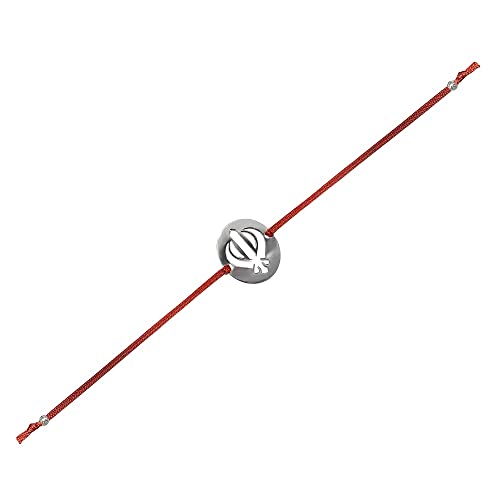 Image of Parnika 925 Silver Rakhi in Cotton Thread Silver Rakhi Bracelet For Brother in Pure 92.5 Sterling Silver for Boys and Men | Chandi ki Rakhi | With Roli Chawal (Khanda)