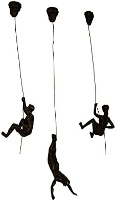 3x Adventurous Friends Bronze Female & Male Climbers Man Woman Abseiling Hanging Female Male Statues Figurines Ornaments Figures Set of 3 Climbers Wall-hanging Sculpture Wall Art Bungee Jumper