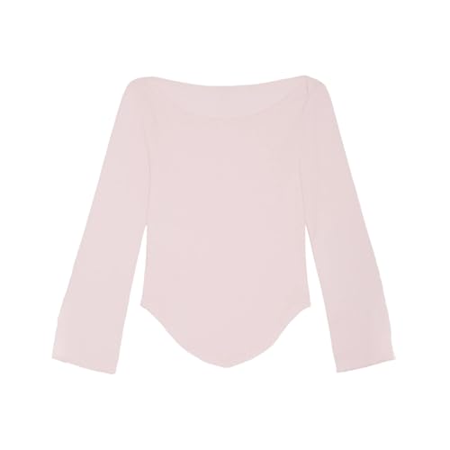 Tunique rose pour femmes slim et manches cloche col bateau