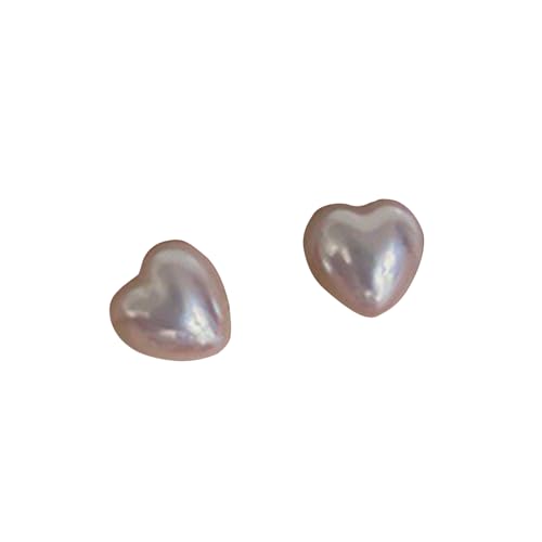 Pendientes botón perla Love Pendientes chapados oro 14 quilates Pendientes botón perla vintage Pendientes botón corazón Love Pendientes botón perla Mabe vintage