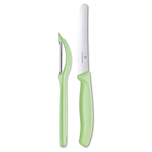 Victorinox 6.7116.21L42 Swiss Classic, set composto da pelapatate universale e coltello da verdura, in acciaio inox, verde chiaro