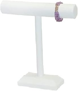 Bejeweled Display? NEW White Faux Leather Wood Necklace & Bracelet T-Bar Jewelry Display Stand 12"H by Bejeweled Display